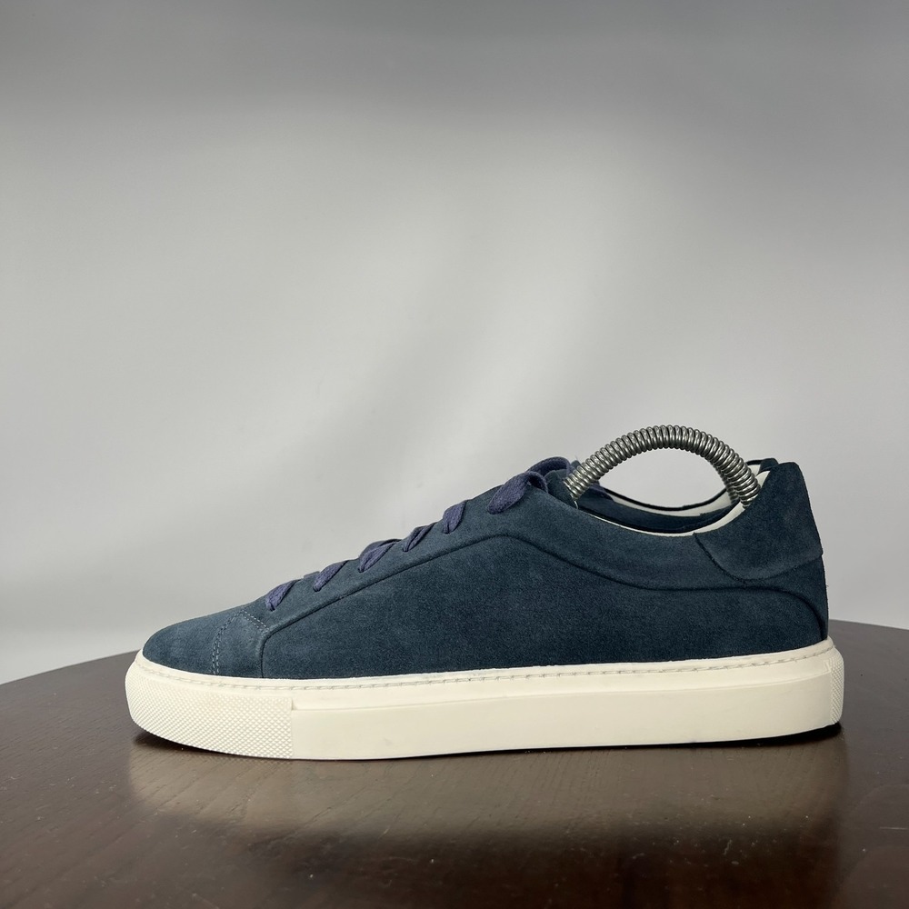 Massimo Dutti Shoes Men's 40 / 7 Blue White Suede Comfort Lace Up Casual Sneaker